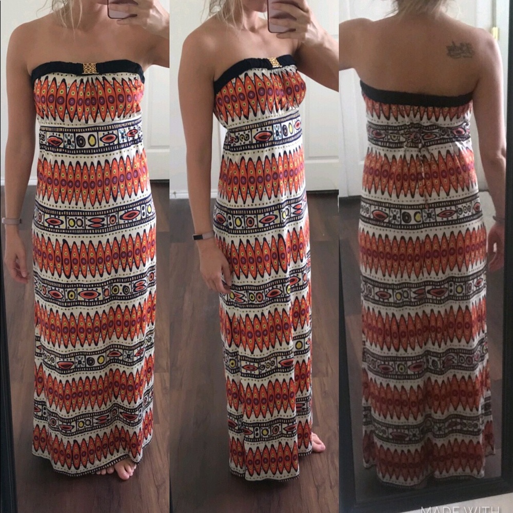 Trina Turk strapless maxi dress with gold hardware